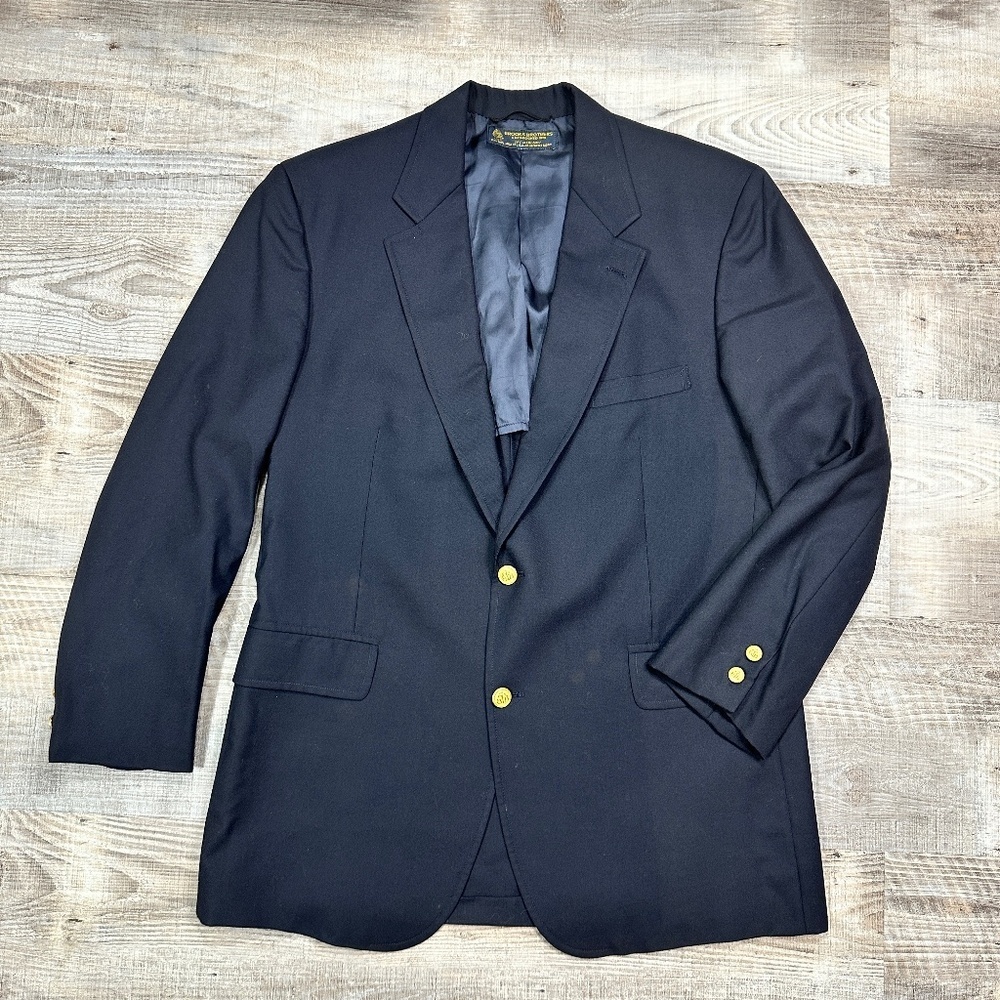 Brooks Brothers Navy Wool Unlined Two Button Blazer Men's Size 45L